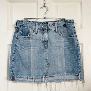 Distressed light denim skirt by AG Adriano Goldschmied